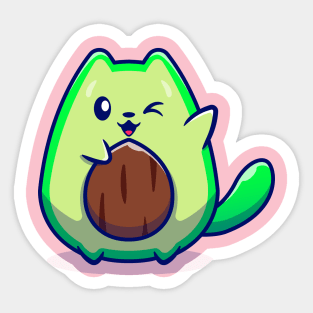 Cute Avocado Cat Cartoon Sticker